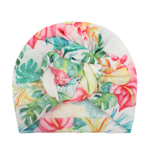 Nouveau bonnet d'été en satin pour bébé 2022 avec motif floral, style européen-américain, chapeau noué - Product Image 1