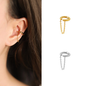 Clip de Oreja Estilo Retro INS Neutral, Sin Perforación, de Acero Inoxidable Chapado en Oro, Tipo Broche para Oreja - Product Image 2