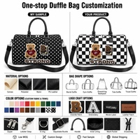 Bolsa de Viaje de PU con Parche de Chenilla 3D Vintage Personalizada OEM ODM, con Parche de Osito de Peluche y Separación para Artículos Secos y Húmedos, Unisex
