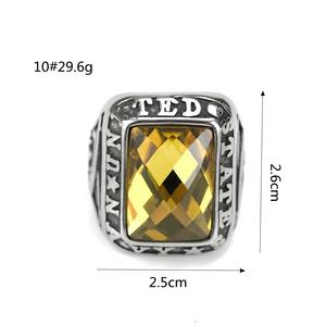 Anillo de Acero de Titanio para Hombre, Estilo Europeo Americano, Geométrico, Hip Hop, con Bisel y Topacio, Joyería, Regalo - Product Image 5