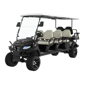 Carro de golfe elétrico luxuoso para 6 pessoas, preço de fábrica, com bateria personalizada, tipo de origem, carrinho de golfe inteligente de alta qualidade, tipo de origem