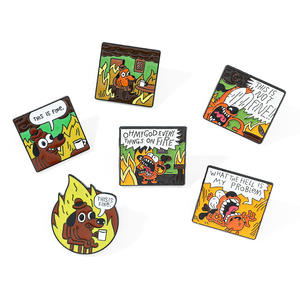 Broche de <span class=keywords><strong>esmalte</strong></span> <span class=keywords><strong>amarillo</strong></span> de moda <span class=keywords><strong>con</strong></span> diseño de perro de dibujos animados de anime y texto 'This Is Fine', <span class=keywords><strong>con</strong></span> motivos de animales y llamas, para bolsos, mochilas y como joyería - Product Image 5