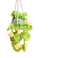 Nouvelle conception, décoration artisanale pour rétroviseur de voiture, plante en pot, fleur au crochet, ornement suspendu pour rétroviseur, accessoires de voiture Y