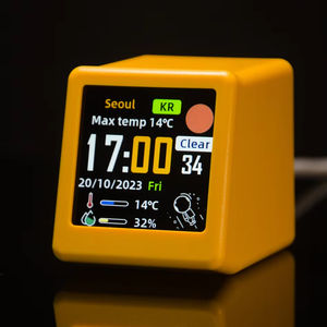 Station météo intelligente portable Wi-Fi compacte en gros avec affichage de la température, de l'humidité, de l'heure et réveil, idéale pour la décoration de bureau - Product Image 2