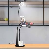 Anneau lumineux pour selfie pour diffusion en direct / support flexible pour selfie avec anneau lumineux LED et clip pour support de téléphone portable