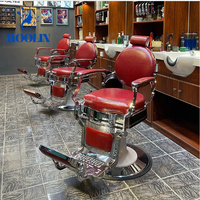 Fauteuil de coiffure MOOLIN noir et marron, chaise de barbier de luxe classique robuste et pivotante pour salon de coiffure