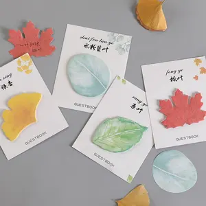 Custom Logo Sticky Note For Kids Leaf Shape Memo Notes Page Markers Kawai Student Sticky Note