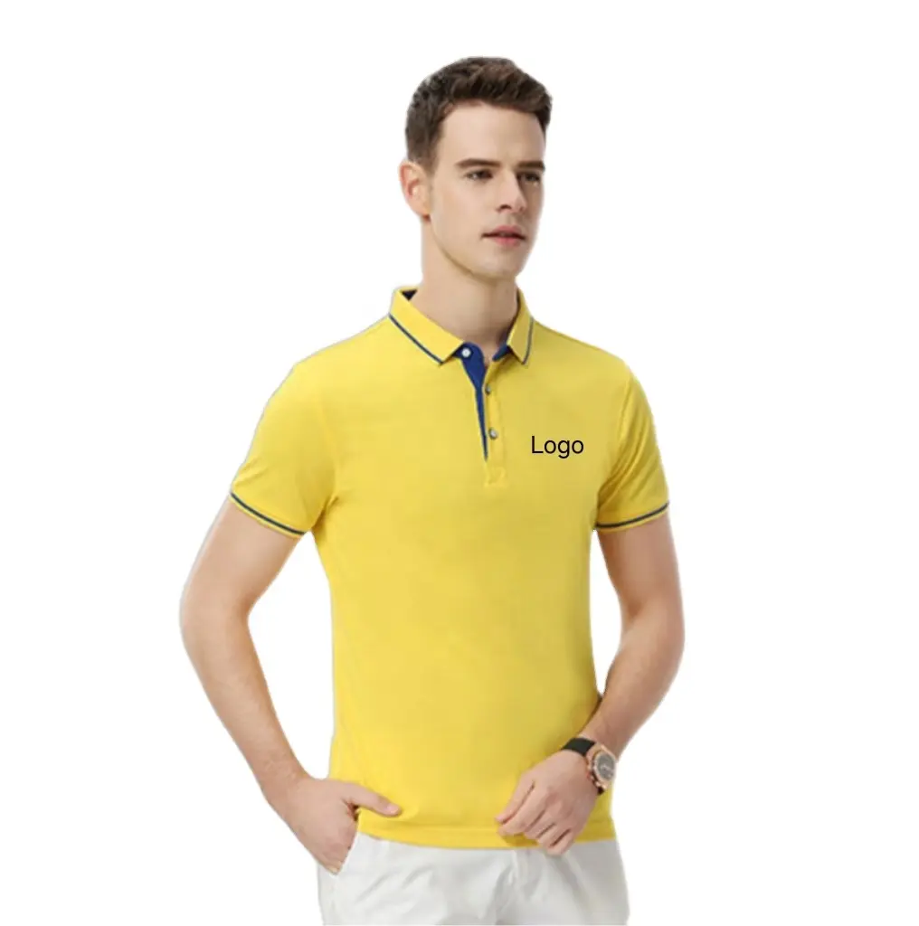 Grosir Logo Desain Pakaian Kasual Bernapas Pria Kualitas Tinggi Kustom Pada Kaus Polo