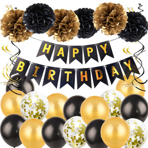 Wholesale <strong>Birthday</strong> <strong>Bunting</strong> Hanging Gold Foil <strong>Bunting</strong> White Pink Rose Paper Flower Ball Spiral Hanging Decoration Latex Balloon - Product Image 3