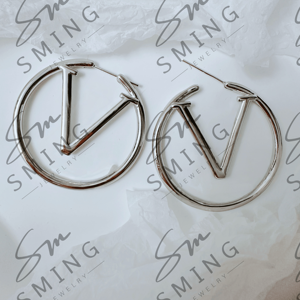 Anting-anting desainer berlapis emas 18k mewah, populer, terkenal, berlian besar, huruf, lingkaran 5cm, anting-anting <span class=keywords><strong>CC</strong></span> vintage, perhiasan wanita - Product Image 4