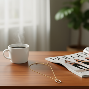 Collana con Ciondolo a Forma di Lettera J con Diamante 10x15cm, Catena alla Moda in Acciaio, Tono Argento e Oro - Product Image 3