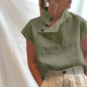 Chemisiers pour femmes Fashion Short Sleeve Elegant White Shirt Summer Casual Oversized <span class=keywords><strong>Chic</strong></span> Tunic Blouse - Product Image 6