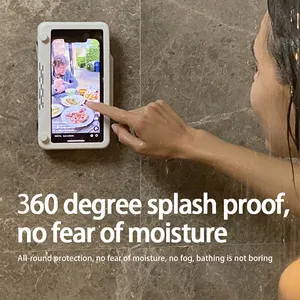 水平和垂直旋转壁挂式浴室防水手机盒手机壳，用于淋浴