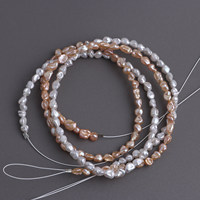 Chaînes de perles Keshi baroques d'eau douce naturelles, perles mini-pépites de 4-5 mm, haute brillance orange et blanc, 39 cm/chaîne pour la création de bijoux DIY