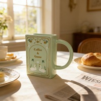 Mug à café en céramique de style coréen TK, 300 ml, design « Bookworm », idéal pour le bureau ou comme cadeau