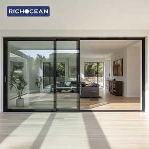 Puerta Corredera de <span class=keywords><strong>Aluminio</strong></span> para Terraza o Patio Exterior RICHOCEAN, Puertas de Vidrio Resistente a Impactos con Sistema Schuifdeur - Product Image 1