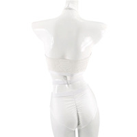 Pantalon en Nylon blanc à fleurs en maille pour femmes, Top dos nu Sexy, taille moyenne, grande taille, vêtements de danse pôle pour femmes, Offre Spéciale