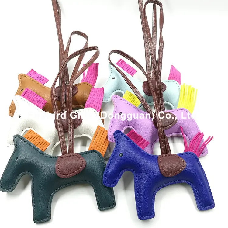 Fabrik preis niedlichen PU Leder Tier Pferd Schlüssel bund für Handtasche