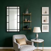 Miroir mural moderne minimaliste en fer noir pour la maison, idéal pour le salon, la salle à manger, la chambre, les villas, la salle de bain, l'appartement