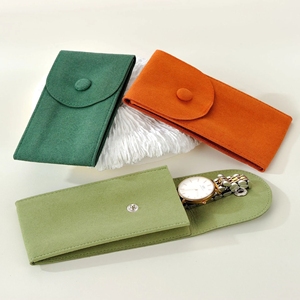 Luxury velvet <b>watch</b> packaging pouch with holder jewelry packing suede bags with custom logo - Product Image 1