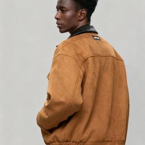 Customized Cleanfit Suede Color-Block Collar Work <b>Jacket</b> for <b>Men</b> Barn Style Trendy <b>Short</b> Silhouette <b>Jacket</b> Manufacturer - Product Image 3