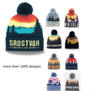 <strong>Custom</strong> Logo Adult Knitted Jacquard Embroidery Ski <strong>Beanie</strong> Breathable Winter Hat with <strong>Pom</strong> <strong>Pom</strong> - Product Image 3