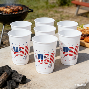 USA Flag 4th July Bbq Tailgate Picnic <b>Reusable</b> 16oz Tumbler Coffee Water Beer Straight Sip Party <b>Cups</b> - Product Image 3