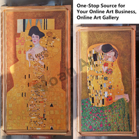 Lukisan Minyak Reproduksi The Kiss Klimt, Karya Romantis Ikonik Berkualitas Museum, Dilukis Tangan Oleh Seniman Terkenal