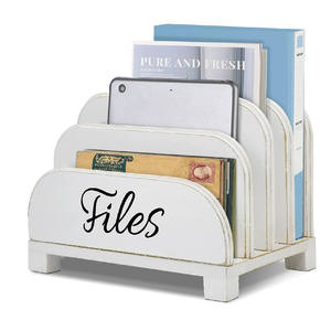 Organisateur de fichiers de bureau multifonctionnel en bois écologique à 4 emplacements pour documents, lettres et enveloppes - Étagère de rangement décorative pour la maison - Product Image 1