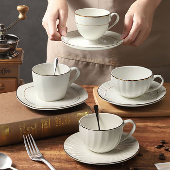 Wholesale Coffee Cup With Saucer Cappuccino Latte Cup Thickened Ceramic Coffee & Tea Mug Sets