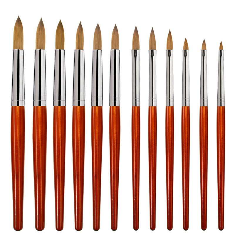 Кисть для нейл-арта kolinsky, красная деревянная ручка, акриловая кисть для ногтей с частной этикеткой