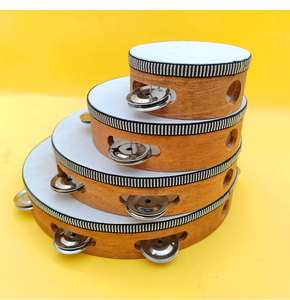 Tambourin à main en bois de noyer de 4 pouces, couleur bois, pour église, mariage, fête, danse - Vente en gros - Product Image 1