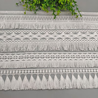 Bordure en dentelle guipure en fibre de lait écologique avec pompons et franges pour la couture, idéale pour chaussures et sacs
