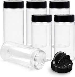 Round Plastic Spice Jars Seasoning Containers With Black Screw Lids Shake Empty Storage Spice Containers 150ml - Product Image 1