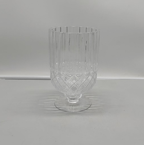 Centre de table élégant en verre soufflé à la main, transparent, avec motif diamant en relief et base sur pied - Product Image 2