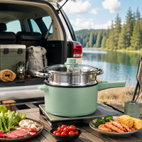 Poêle électrique multifonctionnelle 24V 220V 3,5L, pour voiture et camion, avec cuiseur vapeur en acier inoxydable pour le camping