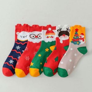 Chaussettes de compression de Noël pour femme, motif Père Noël, bonhomme de neige, dessin animé Kawaii, animaux mignons, cadeau original en fibre de polyester - Product Image 2
