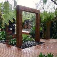 Fontaine cascade rectangulaire en acier inoxydable soudé sur mesure pour jardin extérieur, surface polie miroir, sculpture en corten, vente en gros