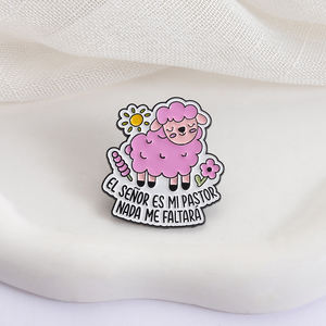 Broche <span class=keywords><strong>de</strong></span> Esmalte con Diseño <span class=keywords><strong>de</strong></span> Oveja Rosa y Jesús, <span class=keywords><strong>El</strong></span> Señor Es Mi Pastor, Nada Me Falte, Broches, Insignia <span class=keywords><strong>de</strong></span> Solapa, Joyería, Regalo para Amigos - Product Image 3