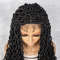 Perruques tressées LINDAL, perruque synthétique à dentelle frontale, tresse africaine avec cheveux de bébé, perruques tressées à dentelle complète, dreadlocks