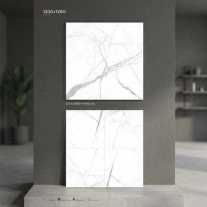 Vistaar Statuario Himalaya White Polished Porcelain Tile 1200x1200mm Floor Slab 4x4 Ft Indoor Ceramic Tiles Design - Product Image 1
