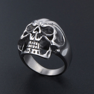 Skull Face <b>Ring</b> For Men Stainless Steel Halloween Party Jewelry SA382 - Product Image 3