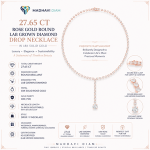 Collier pendentif en or rose avec diamant de laboratoire rond en or massif 18 carats 27,65 CT - Product Image 1