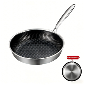 Poêle à frire antiadhésive en acier inoxydable de 24-30 cm, résistante aux hautes températures, à motif nid d'abeille, pour le camping et les pique-niques en extérieur - Product Image 3