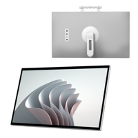 Téléviseur portable blanc de 27 pouces sur roulettes, écran tactile 1080p, certifié EDLA, caméra 13MP, Android 15,6+128G, haut-parleur intégré
