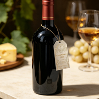 Etiqueta de Vino Metálica de Marca de Lujo Personalizada, Etiqueta de Aluminio Dorado en Relieve para Vino Tinto y Whisky