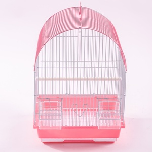 Rounded Metal Bird <b>Cage</b> With Heart Design Simple Indoor Use Durable Construction For Birds - Product Image 3