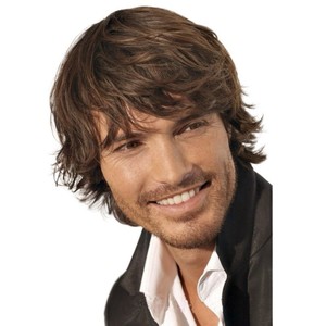 วิกผมธรรมชาติสำหรับการค้าต่างประเทศ แฟชั่นยุโรปอเมริกา ทรงผมสั้นผู้ชาย ลอนออกด้านนอก สีน้ำตาล หนาแน่น มีแสกข้าง - Product Image 5