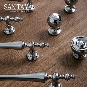 Santaya Solid Chrome-plated Silver Brass Handles Kitchen Cabinet Pulls Bedroom Wardrobe Drawer <strong>Knobs</strong> Furniture Handle - Product Image 2