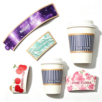 Manchon de tasse jetable en carton kraft ondulé de qualité alimentaire, durable, à motifs variés, pour logo personnalisé, pour tasses à thé et à café, vente en gros